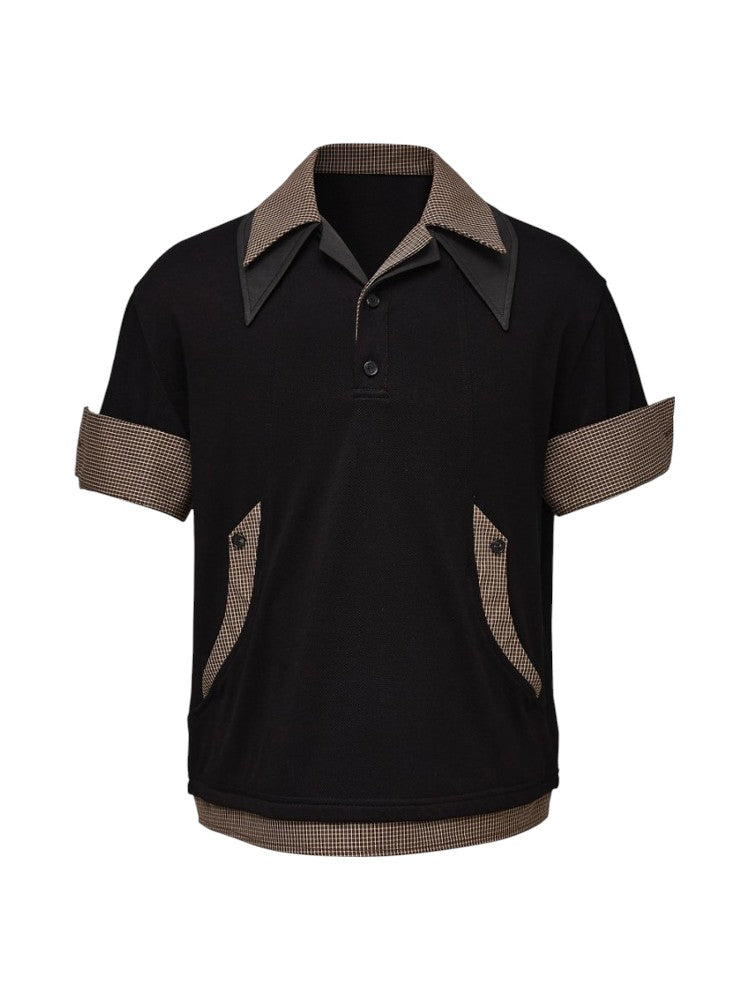 Men's Wool Pima Cotton Faux Two-Piece Polo Shirt