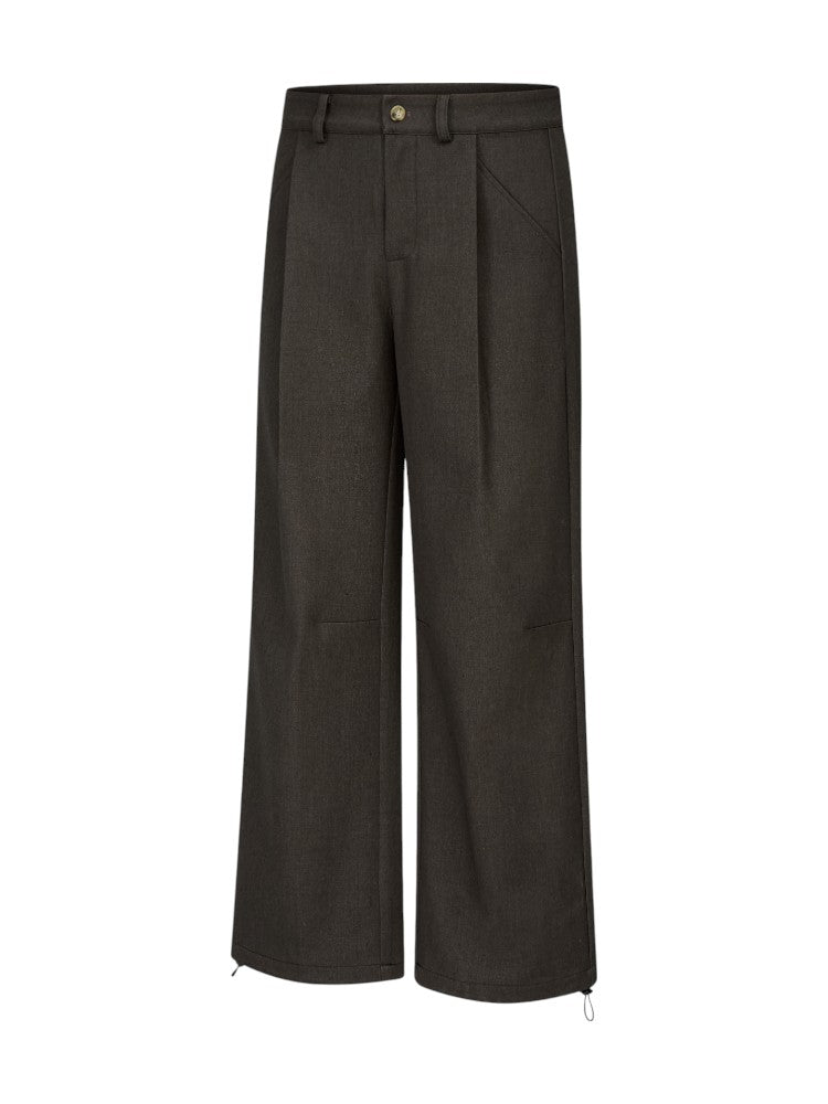 Brown Coffee Wool Straight Suit Pants