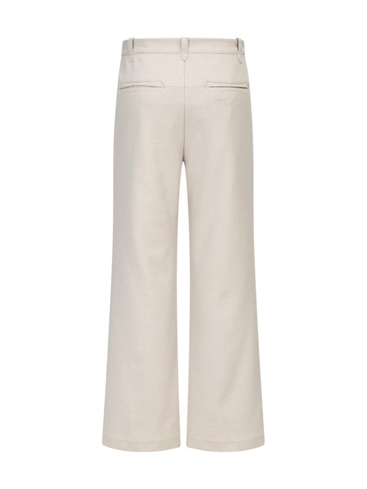 Geometric Linen Micro-Flare Pants