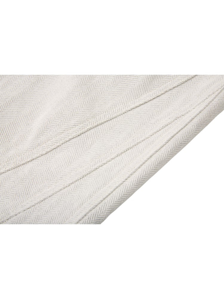 Milk White Drawstring Cleanfit Straight Cropped Jeans