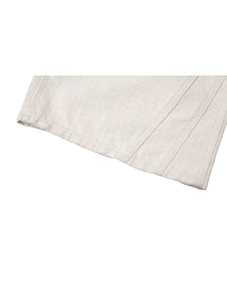 Milk White Drawstring Cleanfit Straight Cropped Jeans