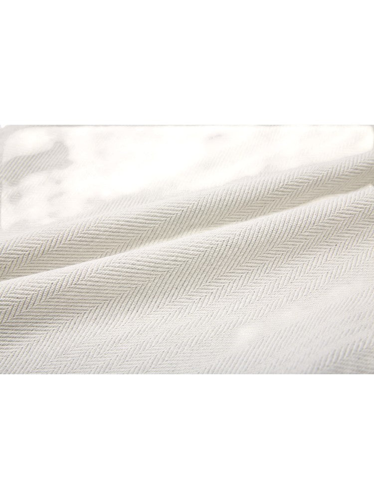 Milk White Drawstring Cleanfit Straight Cropped Jeans