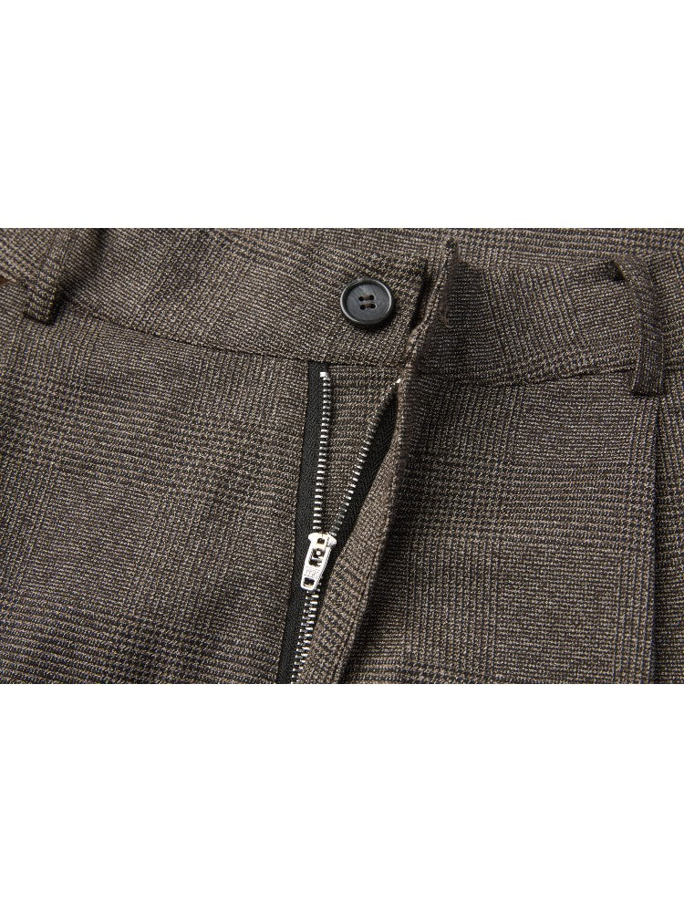 Suede Pleated Houndstooth Pants