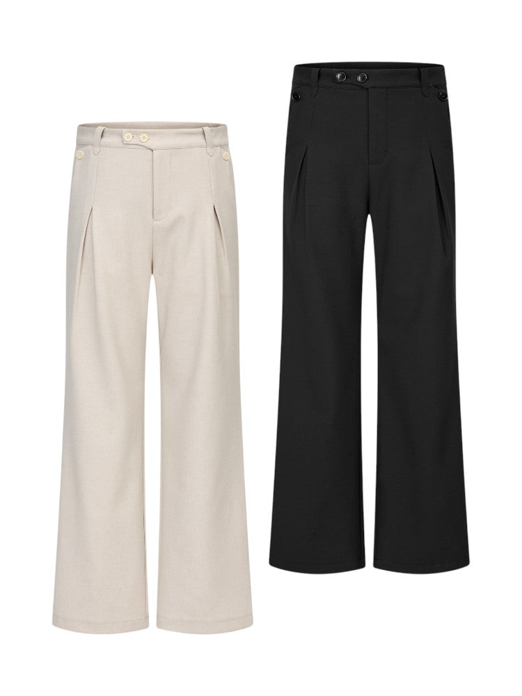 Geometric Linen Micro-Flare Pants
