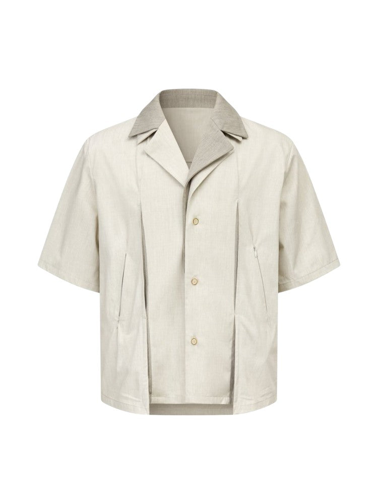 Deconstructed Geometric Acetate Wool Shirt