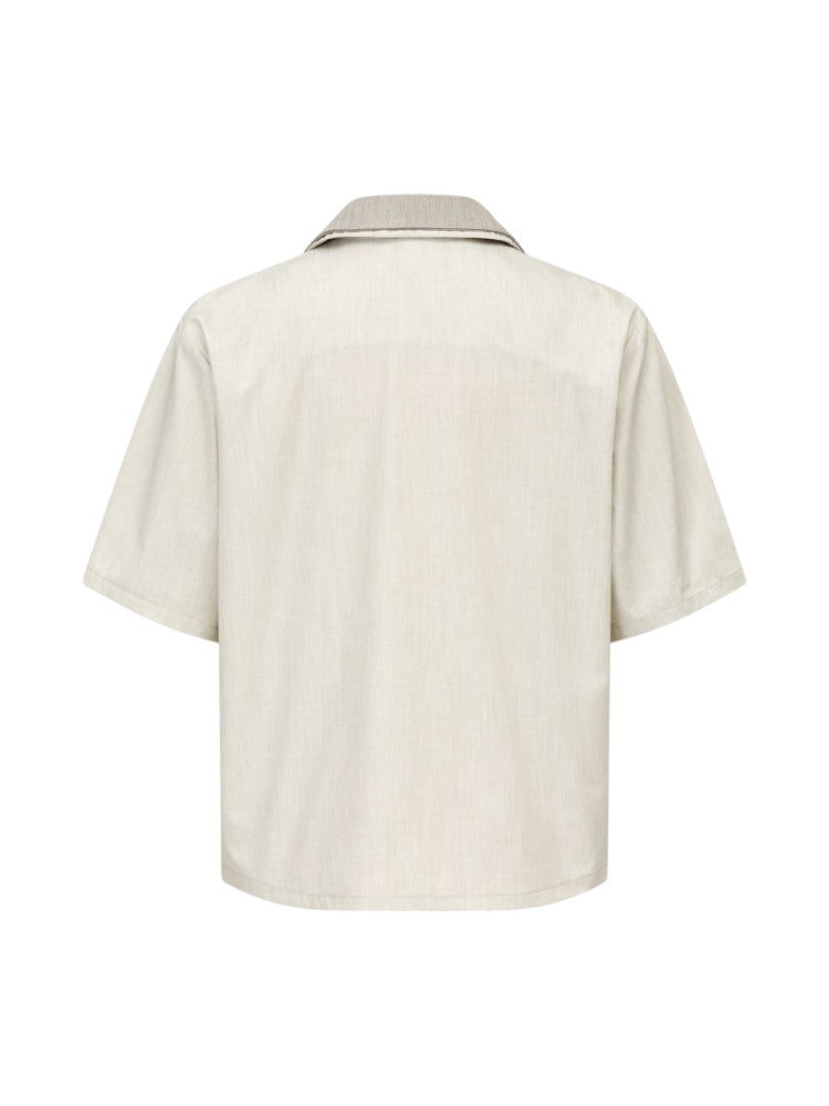 Deconstructed Geometric Acetate Wool Shirt