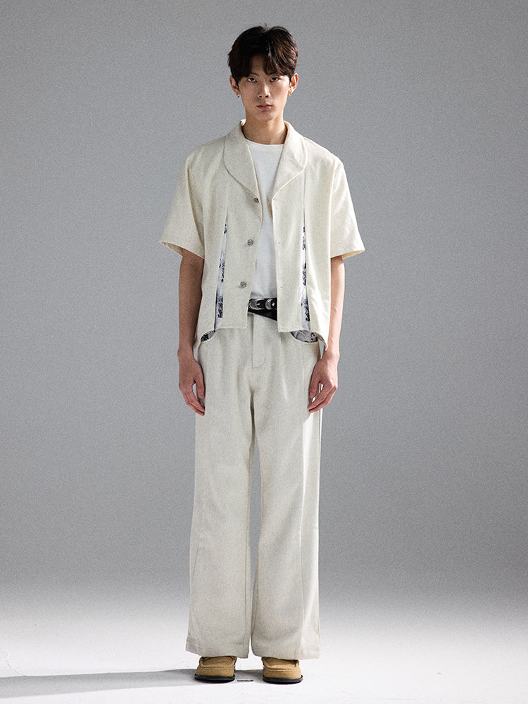 "Deconstructed Palace" Linen Short-Sleeve Shirt