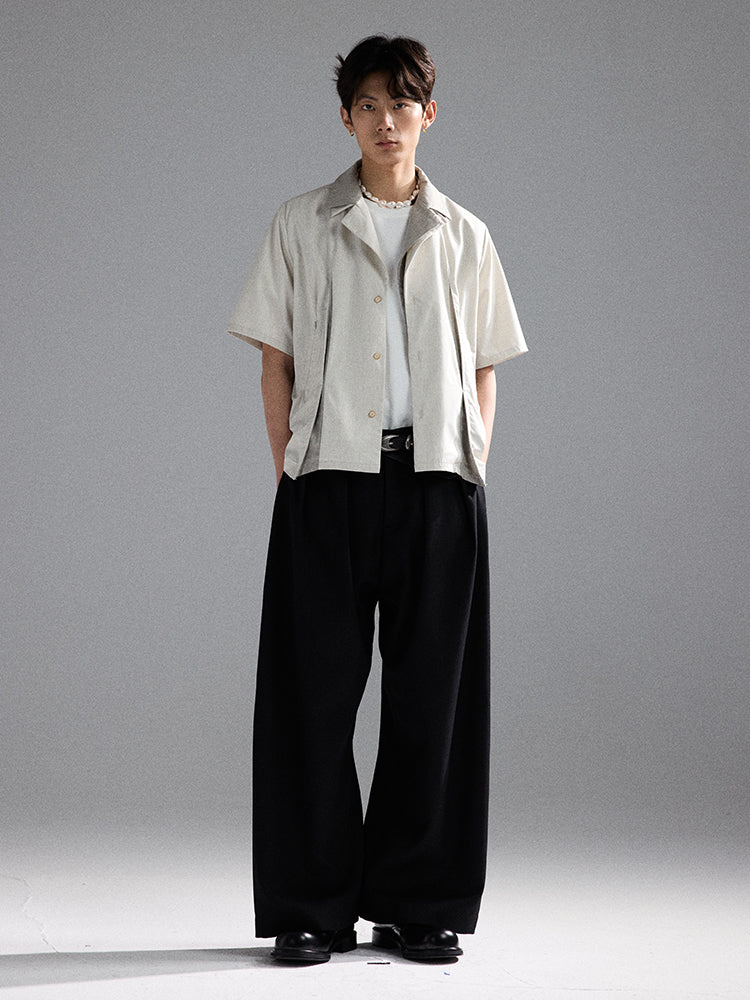 Deconstructed Geometric Acetate Wool Shirt