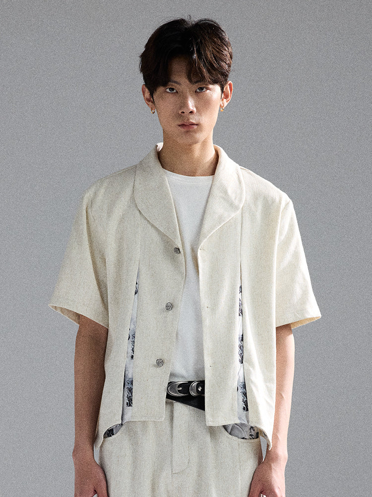 "Deconstructed Palace" Linen Short-Sleeve Shirt
