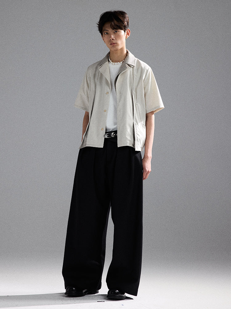 Deconstructed Geometric Acetate Wool Shirt