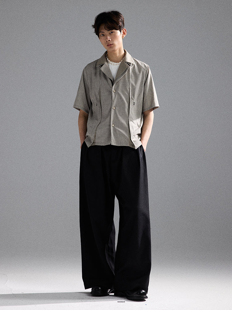 Deconstructed Geometric Acetate Wool Shirt