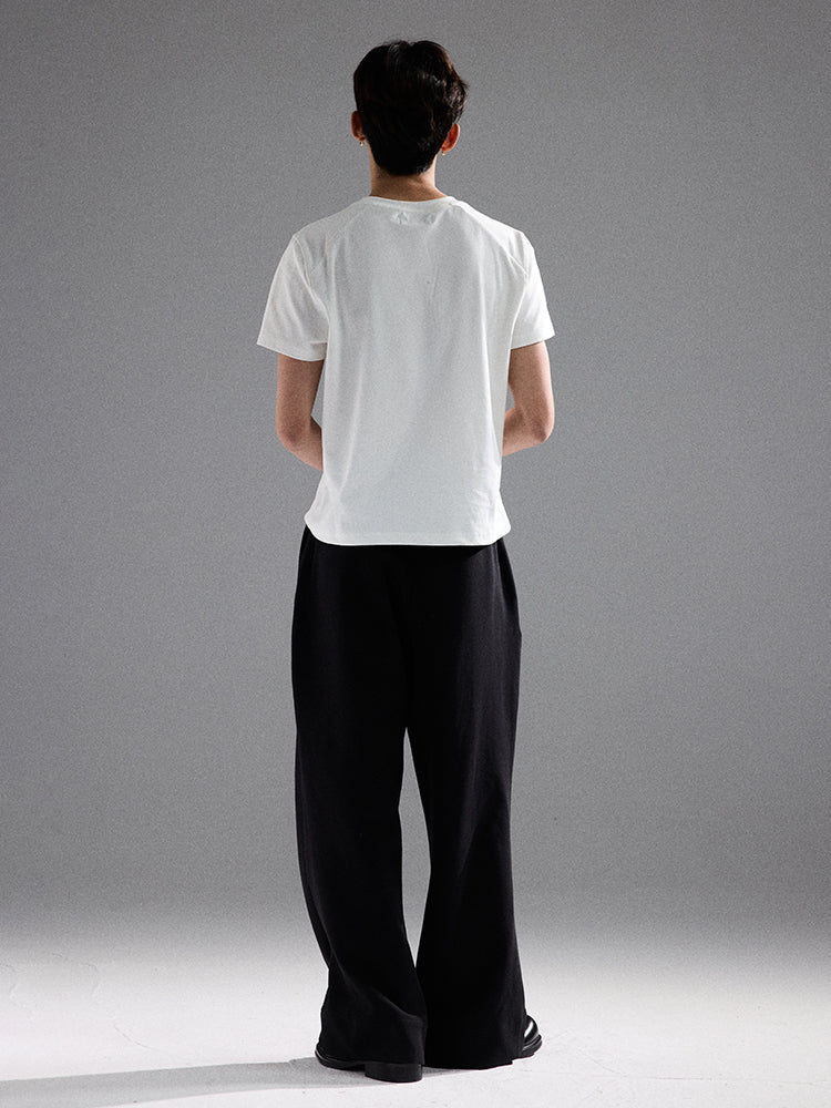 Soft Glutinous Casual Baggy Pleated Elastic Cleanfit Sweatpants
