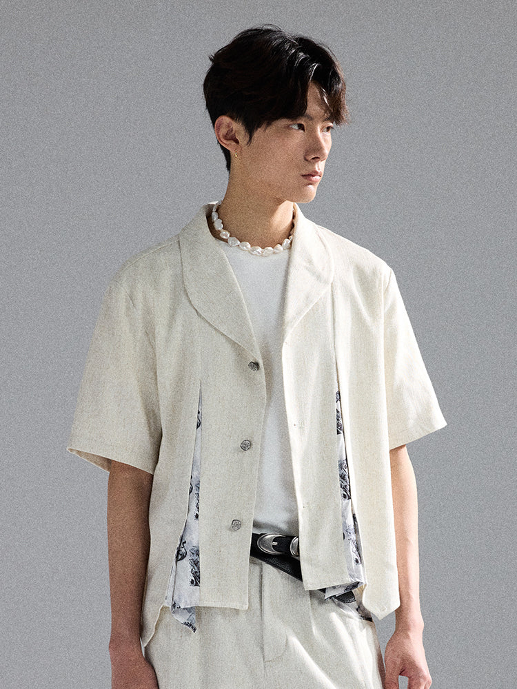 "Deconstructed Palace" Linen Short-Sleeve Shirt