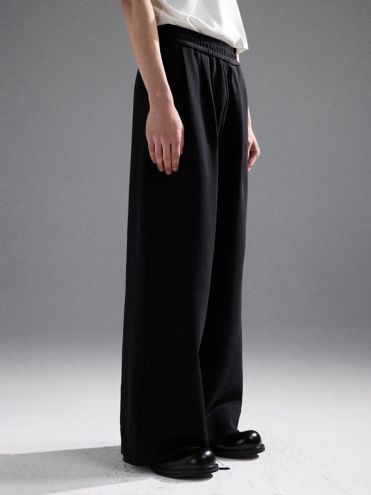 Soft Glutinous Casual Baggy Pleated Elastic Cleanfit Sweatpants