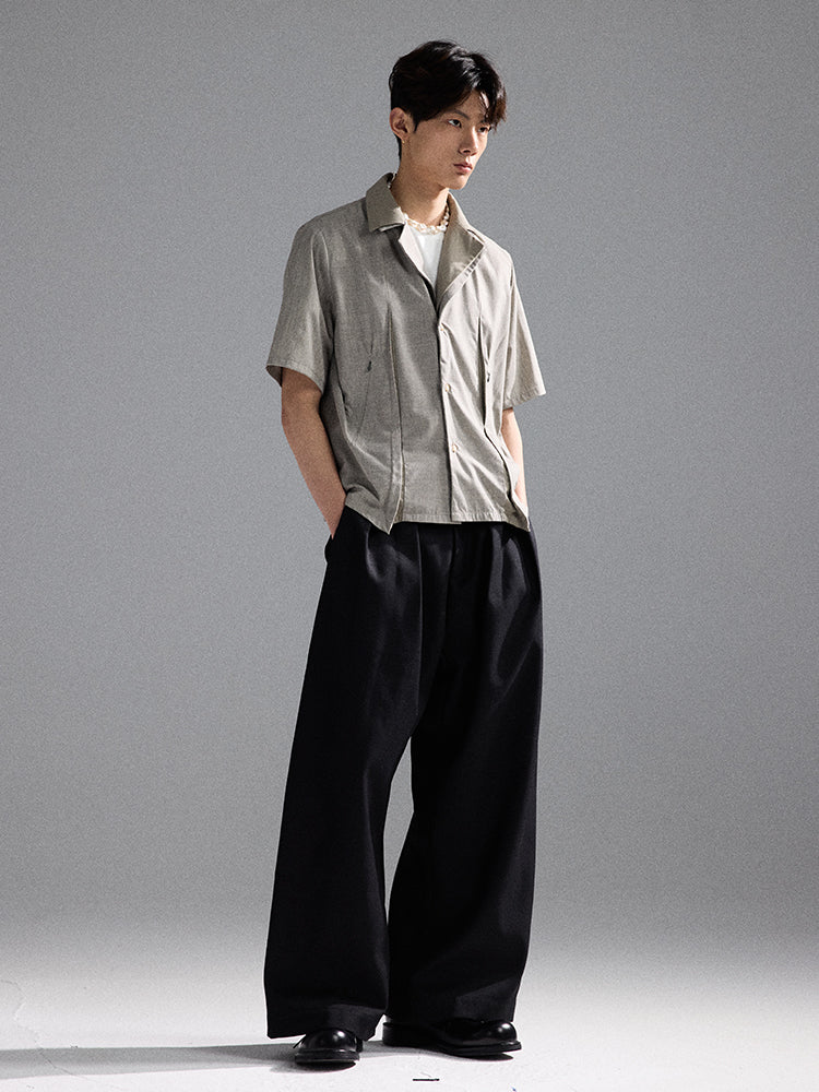 Deconstructed Geometric Acetate Wool Shirt
