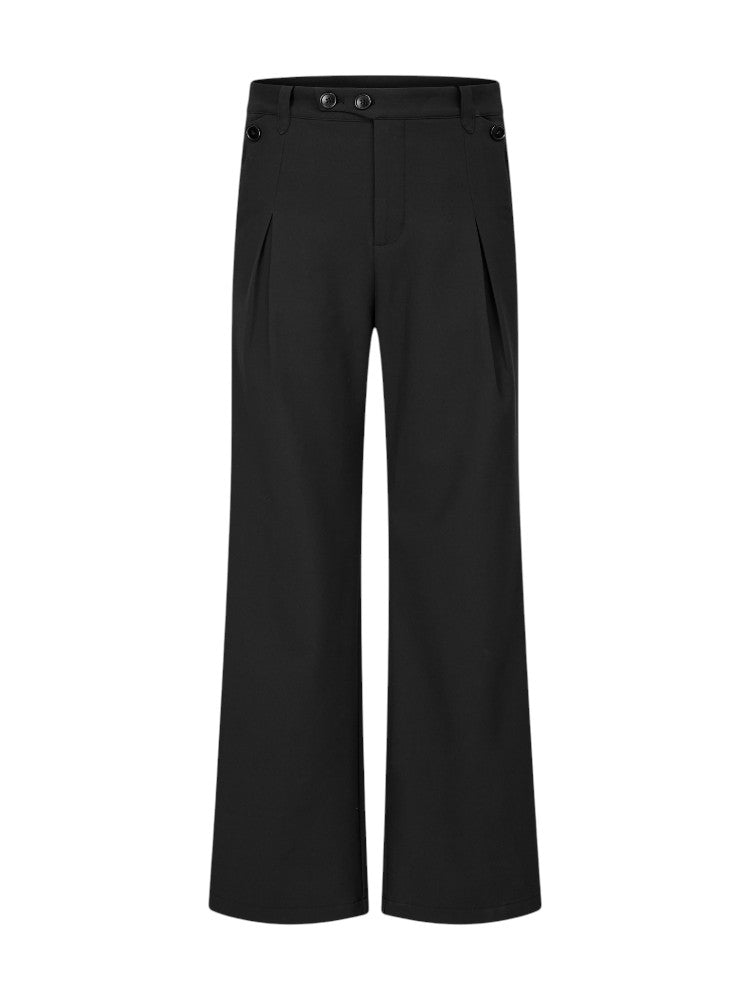 Geometric Linen Micro-Flare Pants