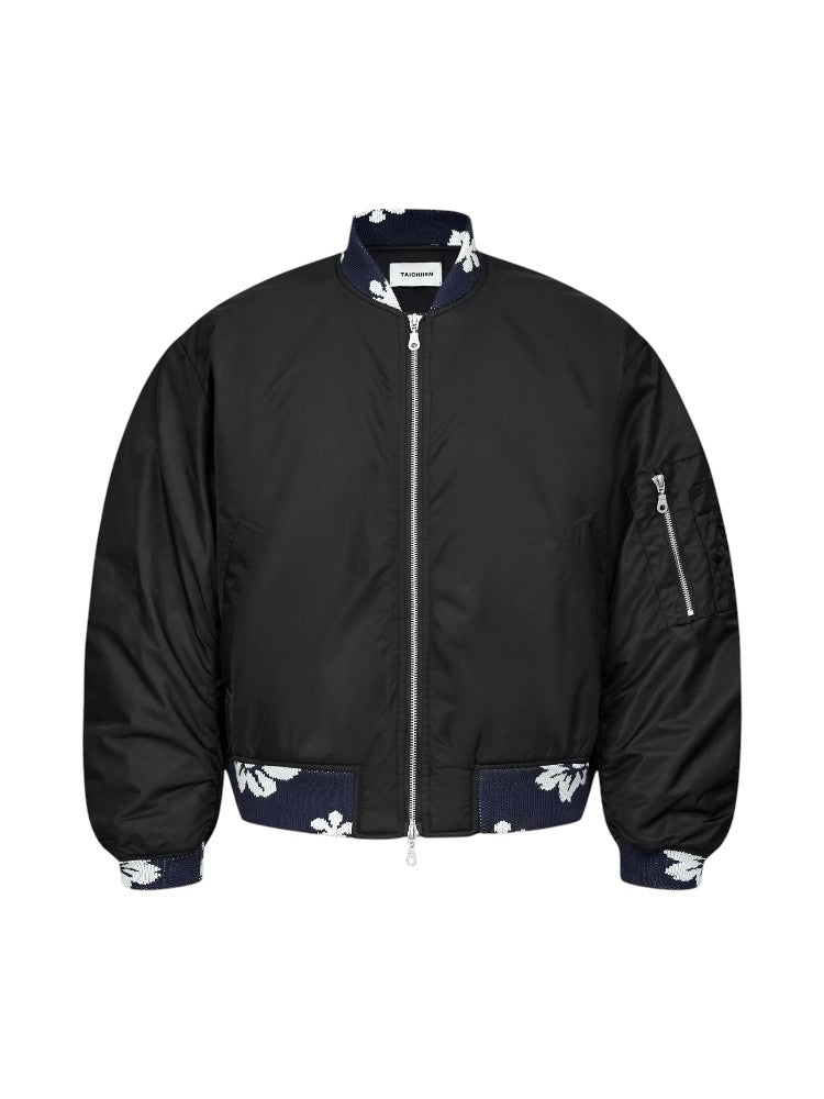 Floral Contrast Nylon MA-1 Bomber Jacket