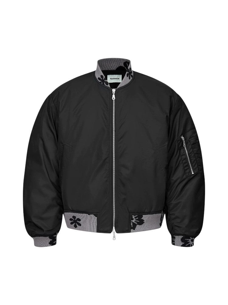 Floral Contrast Nylon MA-1 Bomber Jacket