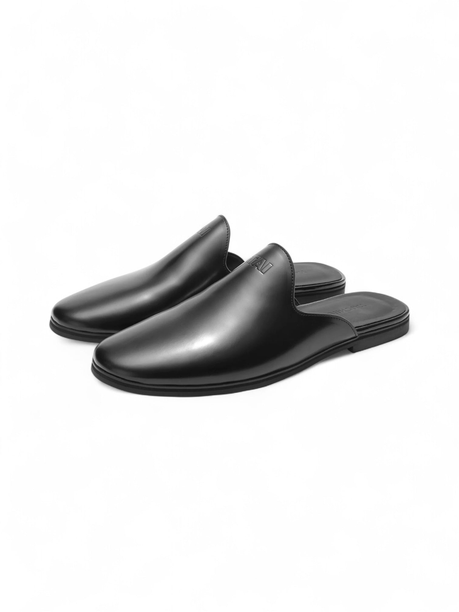 Cowhide Lazy Smoked Oily Glossy Toe Mule Slippers