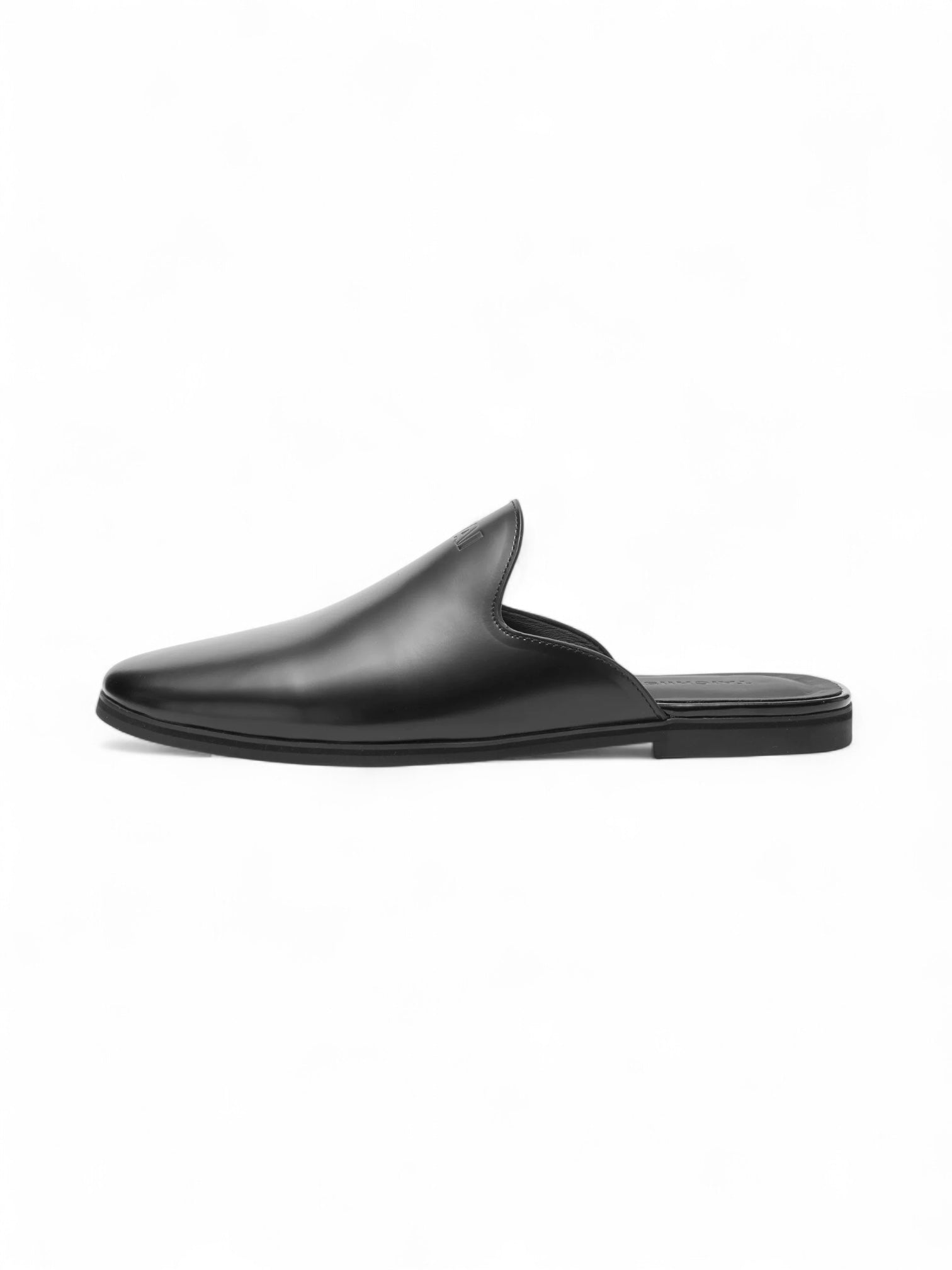 Cowhide Lazy Smoked Oily Glossy Toe Mule Slippers