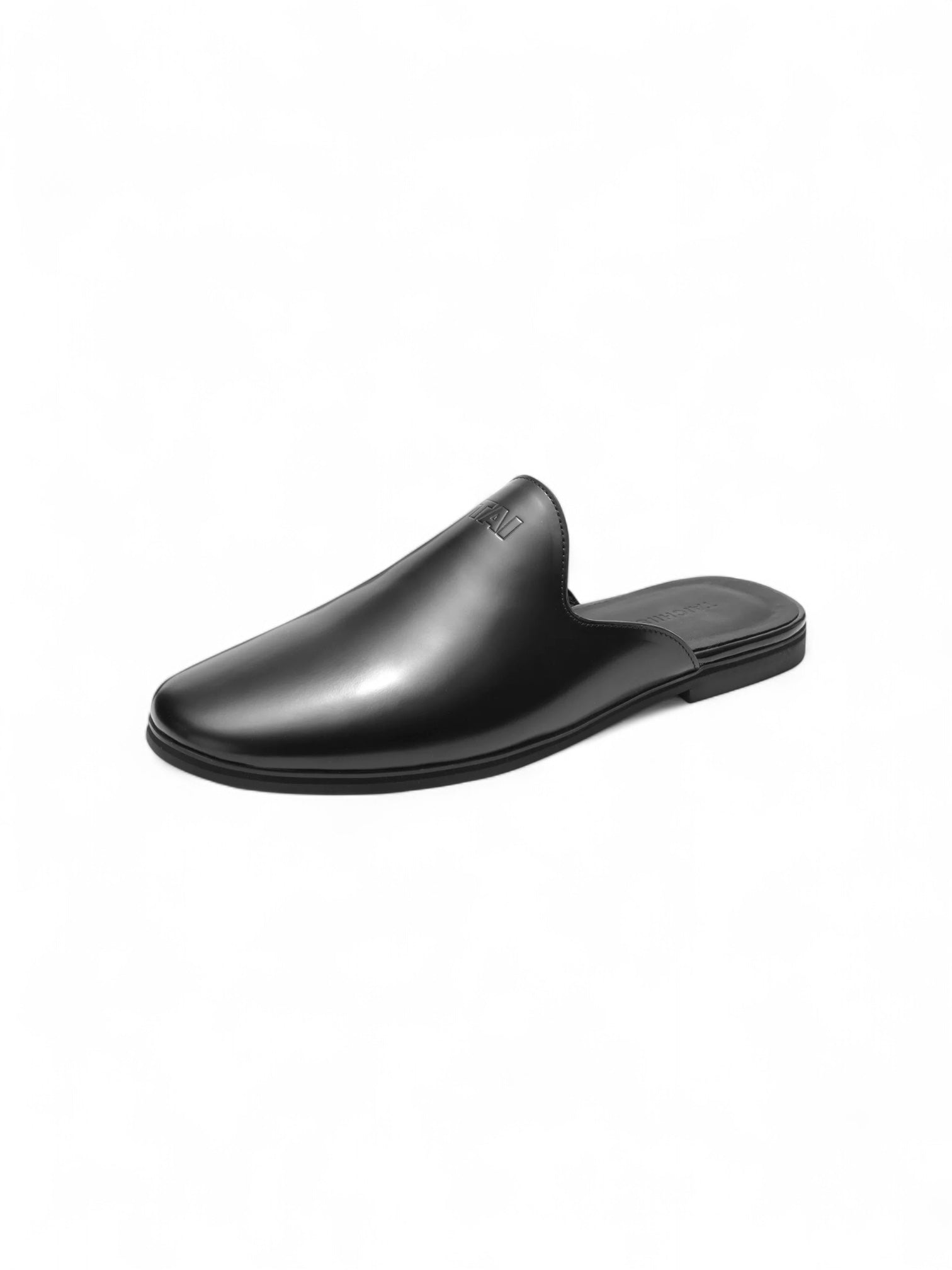 Cowhide Lazy Smoked Oily Glossy Toe Mule Slippers