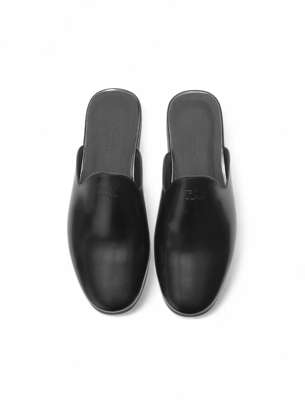 Cowhide Lazy Smoked Oily Glossy Toe Mule Slippers