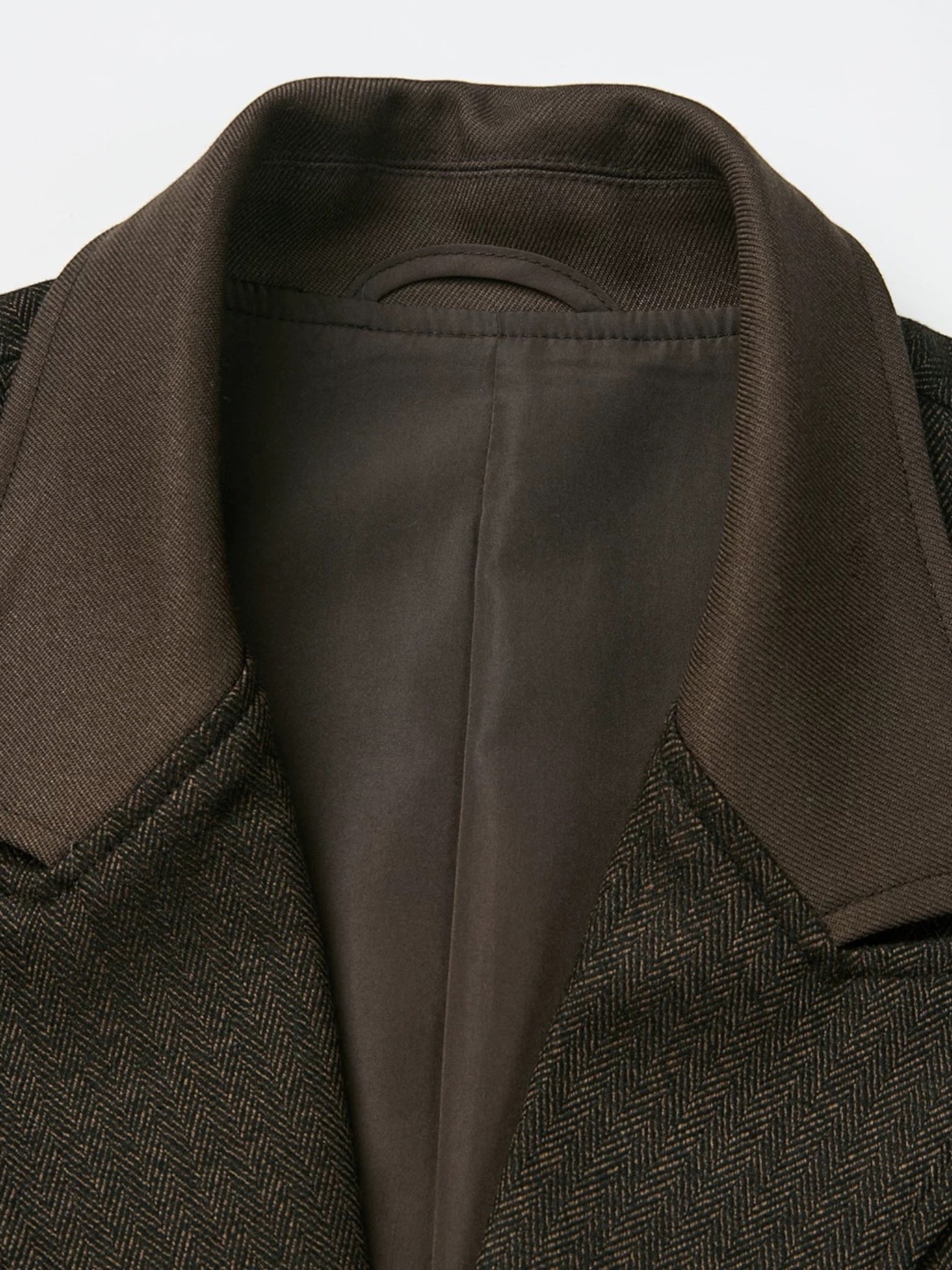 Chesterfield Gun Lapel Italian Herringbone Wool Long Coat
