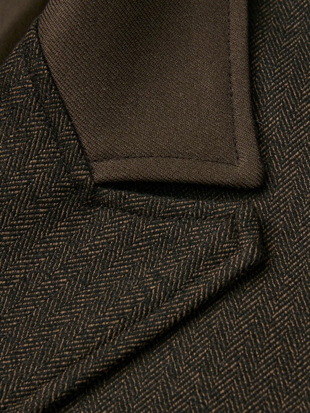 Chesterfield Gun Lapel Italian Herringbone Wool Long Coat