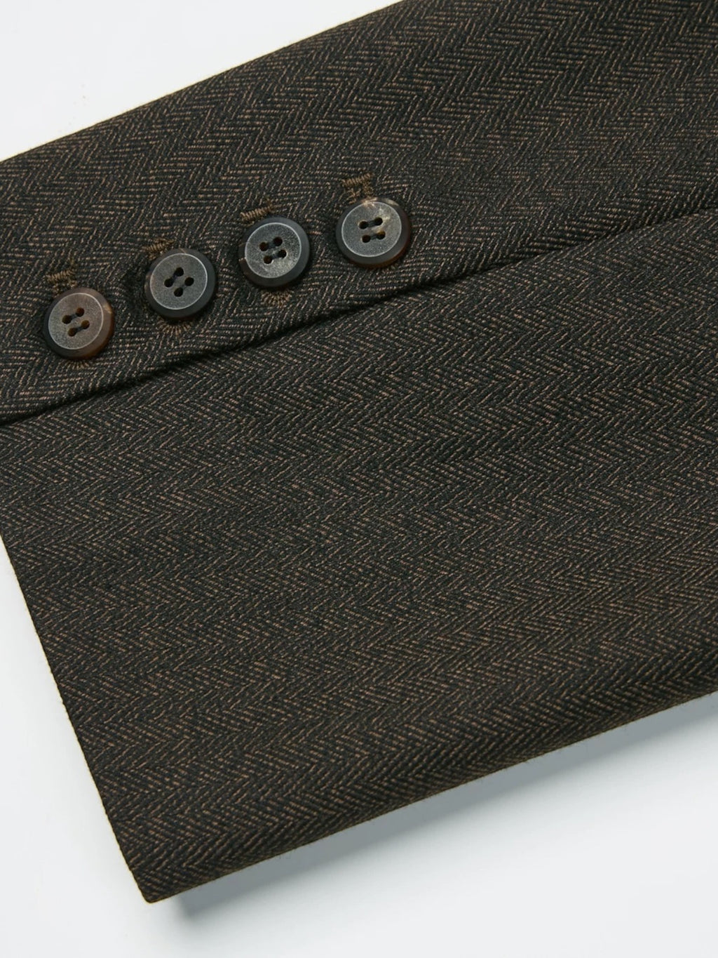 Chesterfield Gun Lapel Italian Herringbone Wool Long Coat