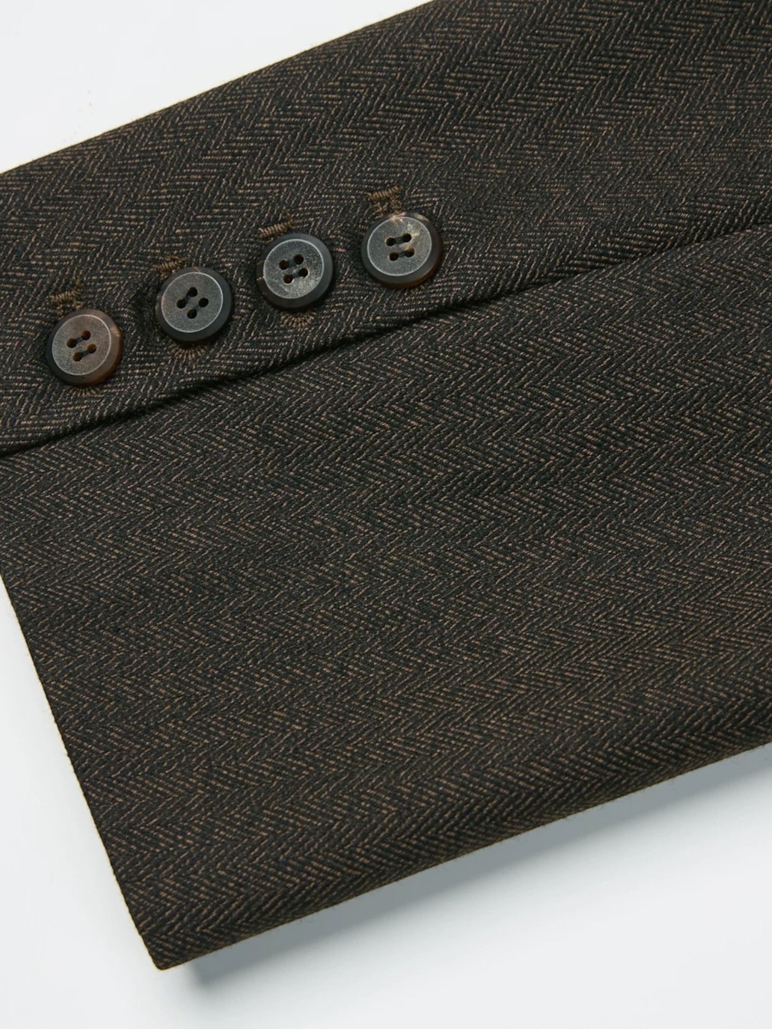 Chesterfield Gun Lapel Italian Herringbone Wool Long Coat