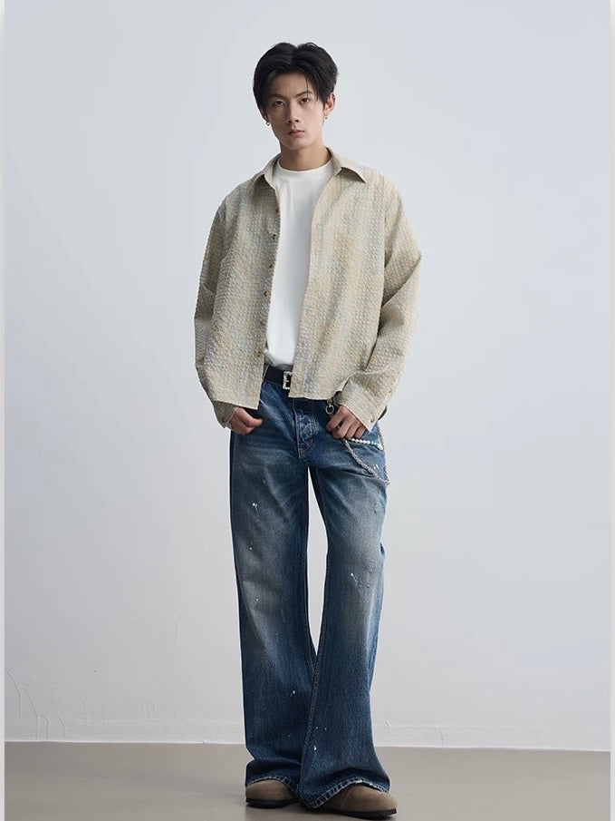 Bubble Gauze Plaid Long-Sleeve Shirt