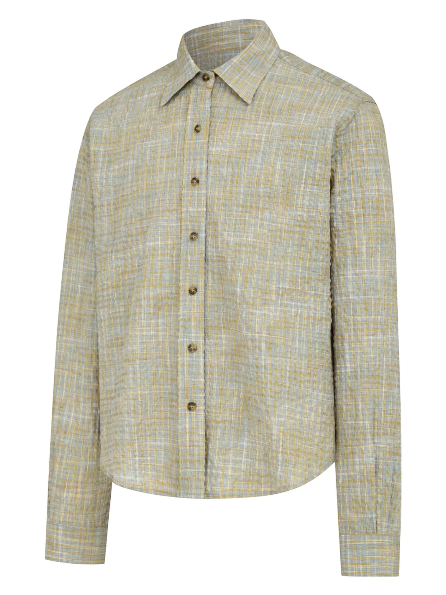 Bubble Gauze Plaid Long-Sleeve Shirt