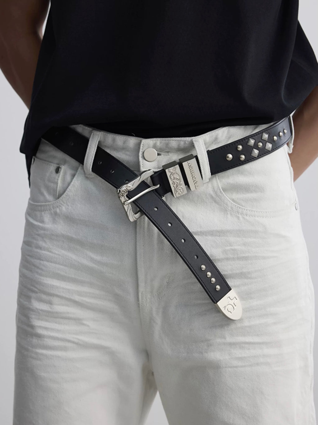 Rose Flower Hardware Buckle Cowhide Belt