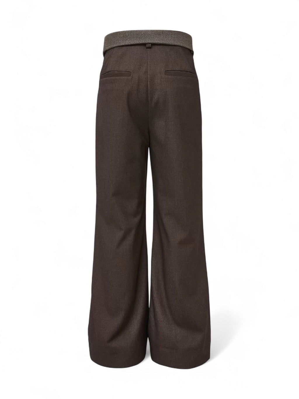 "Double Waist Houndstooth" Wool Blend Spliced Long Trousers