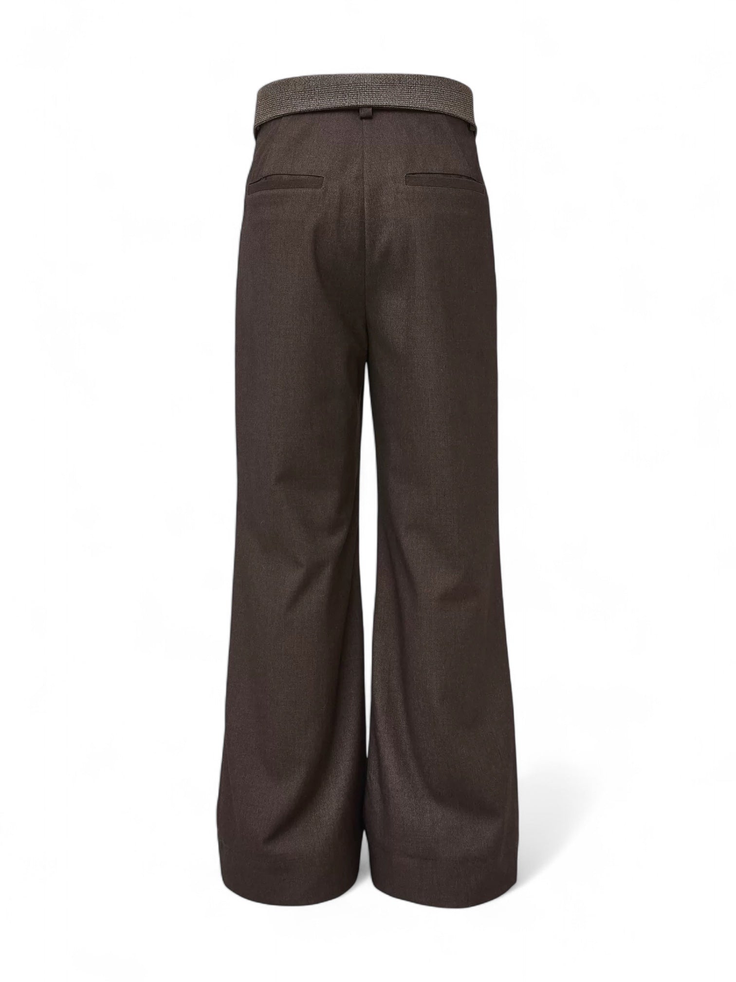 "Double Waist Houndstooth" Wool Blend Spliced Long Trousers
