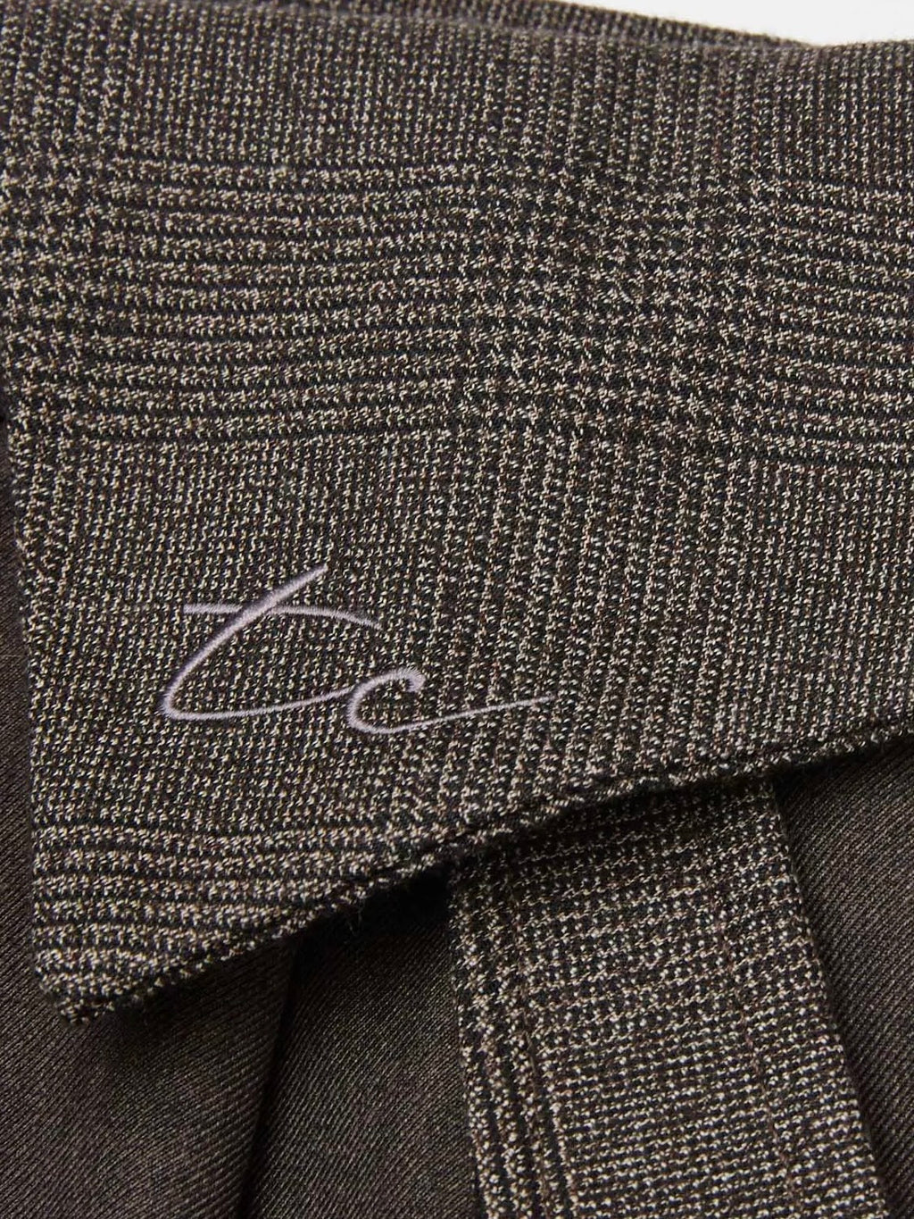 "Double Waist Houndstooth" Wool Blend Spliced Long Trousers