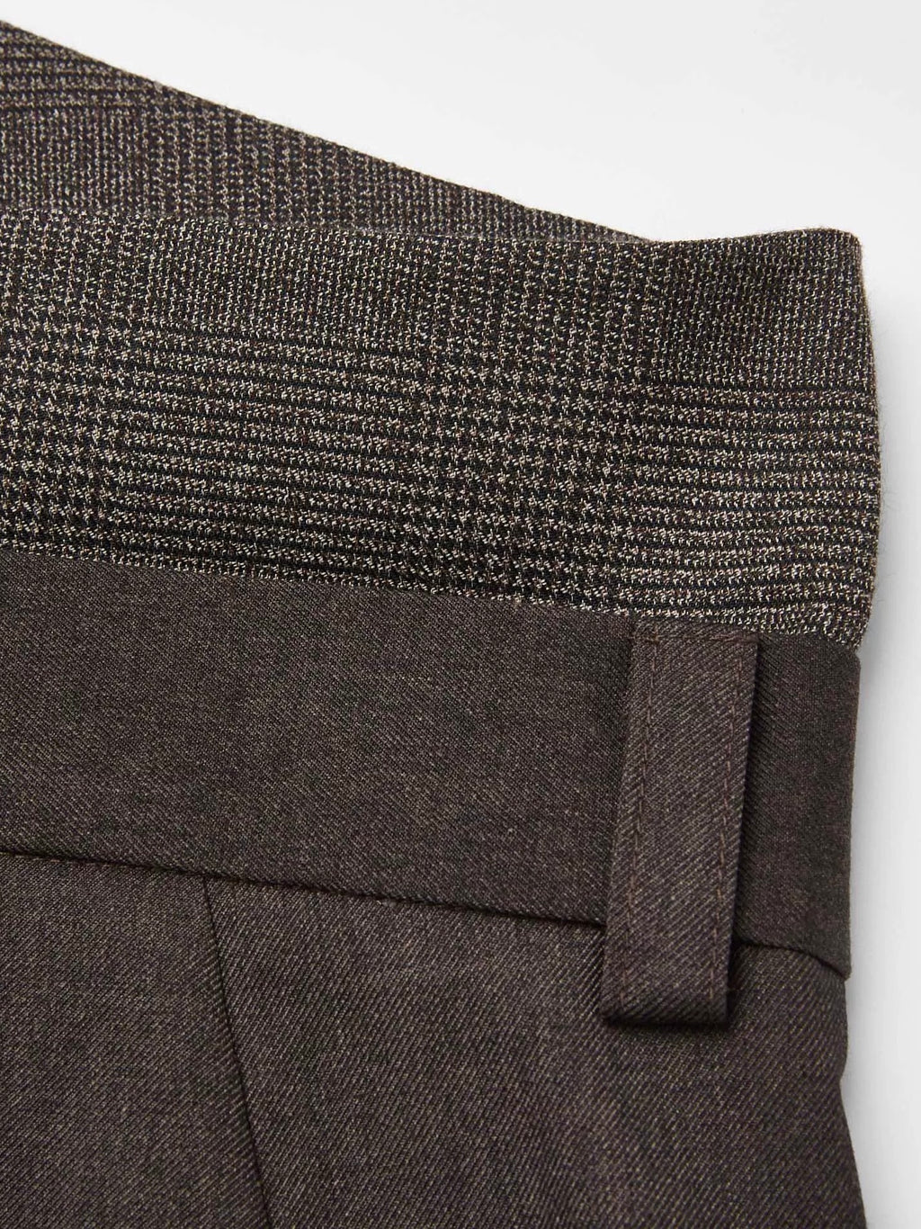 "Double Waist Houndstooth" Wool Blend Spliced Long Trousers
