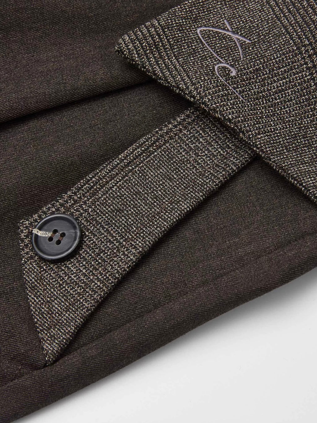 "Double Waist Houndstooth" Wool Blend Spliced Long Trousers