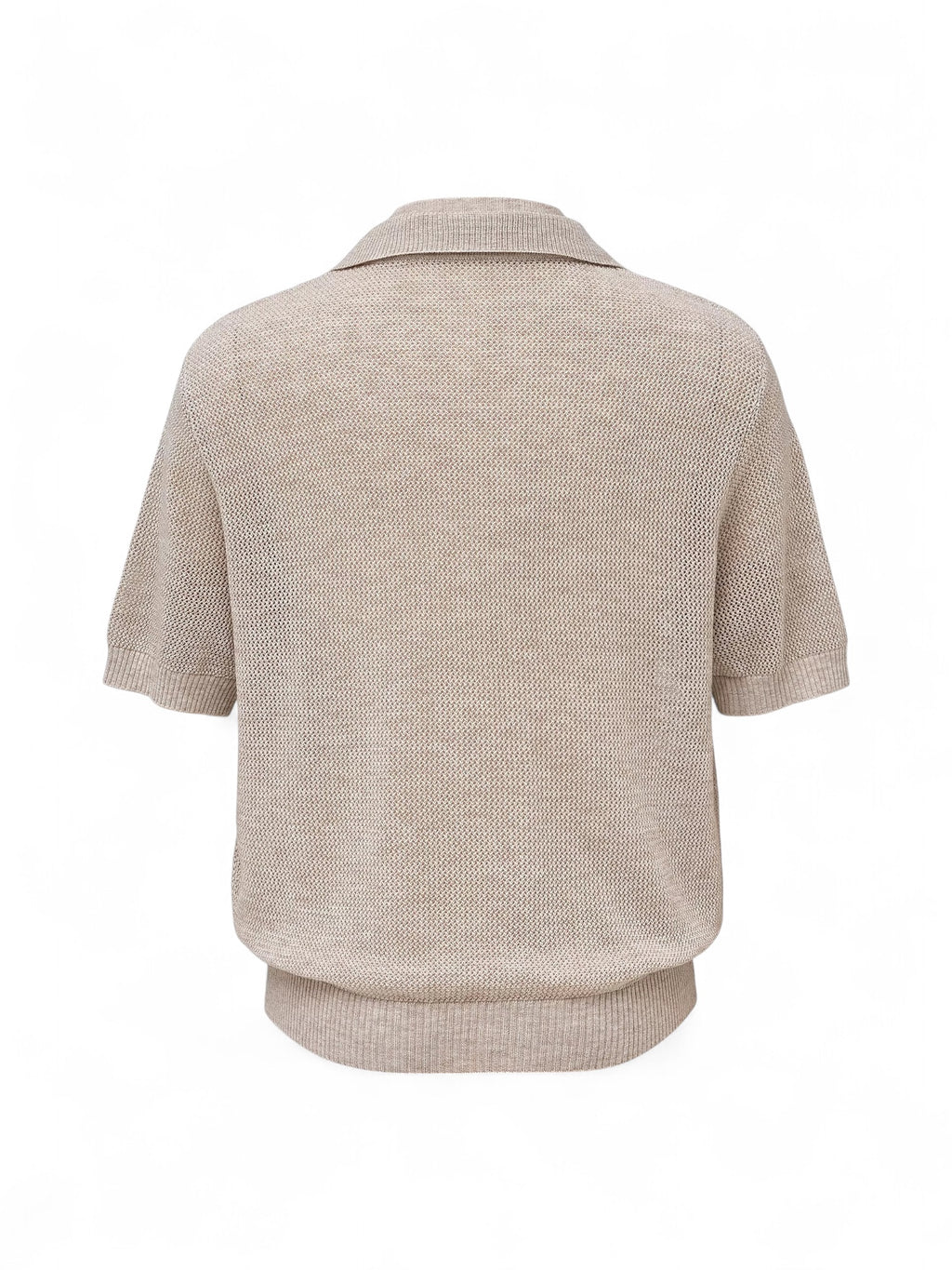 Hollow-Out Faux Two-Piece Knit Polo Shirt
