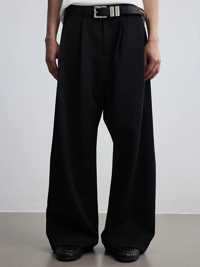 Wide Leg Wool Suit Pants