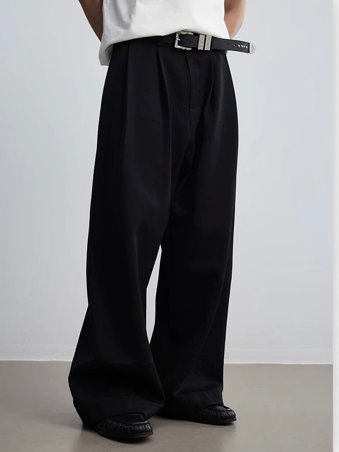 Wide Leg Wool Suit Pants