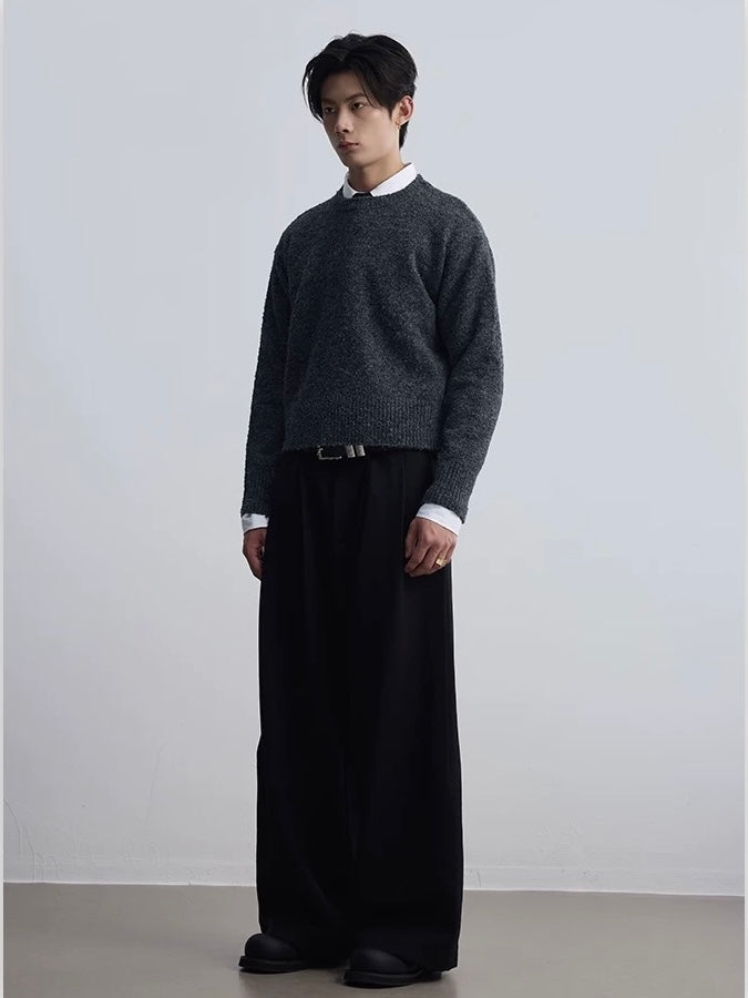 Wide Leg Wool Suit Pants