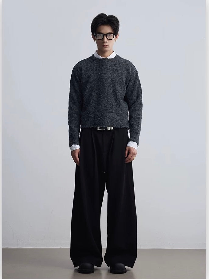Wide Leg Wool Suit Pants