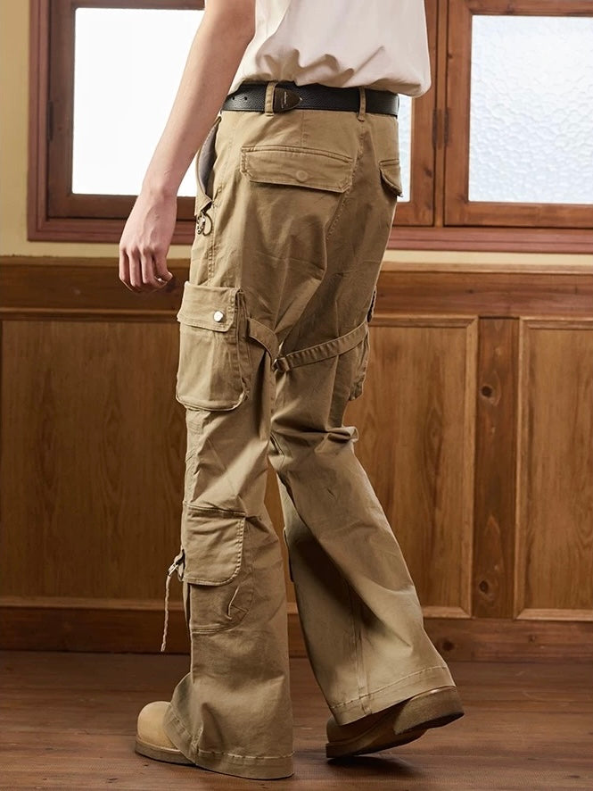 Multi-Pocket Washed Vintage Loose Wide-Leg Cargo Baggy Pants