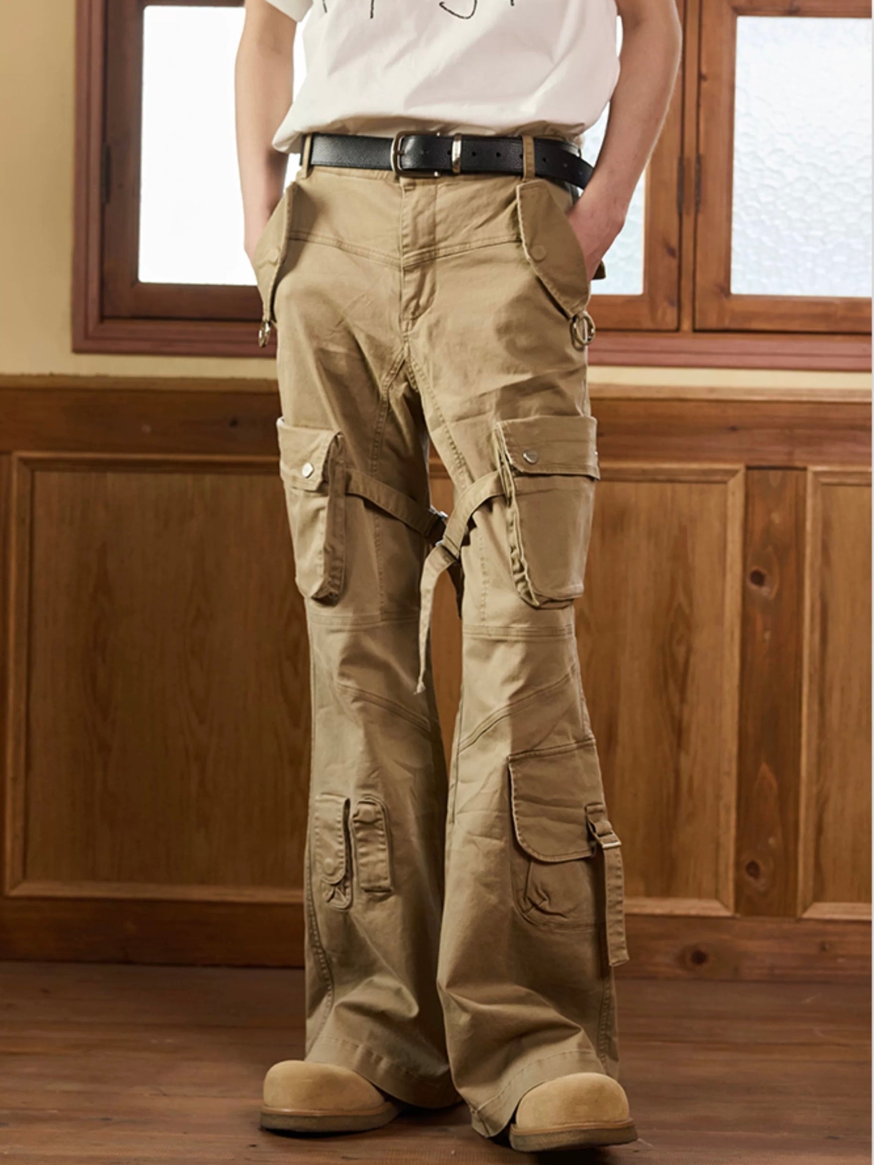 Multi-Pocket Washed Vintage Loose Wide-Leg Cargo Baggy Pants