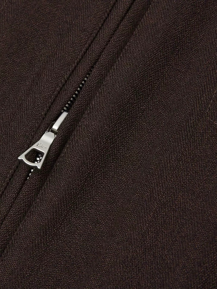 "Suede Spliced" Deep Coffee Corduroy-Paneled Suit Jacket