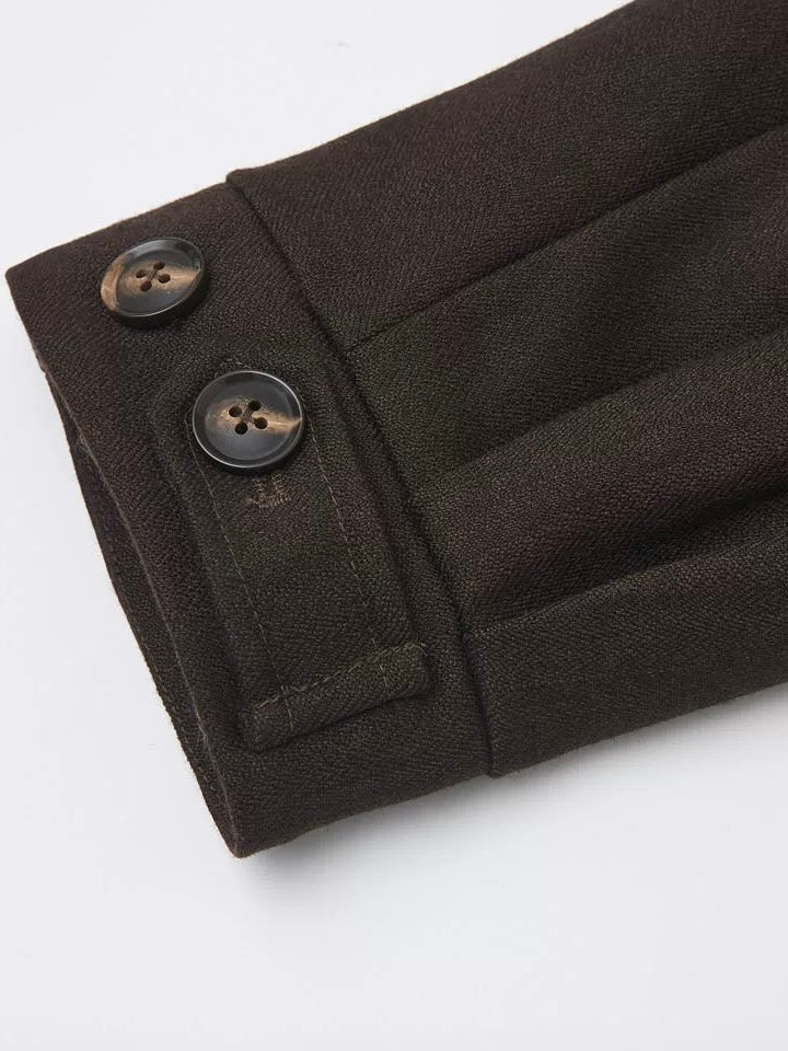 "Suede Spliced" Deep Coffee Corduroy-Paneled Suit Jacket