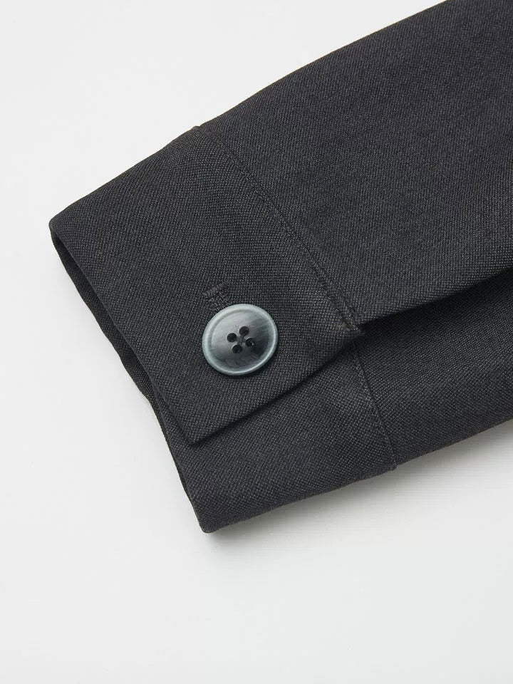 "Dual-Collar Ribbon" Wool-Blend Deconstructed Suit Jacket