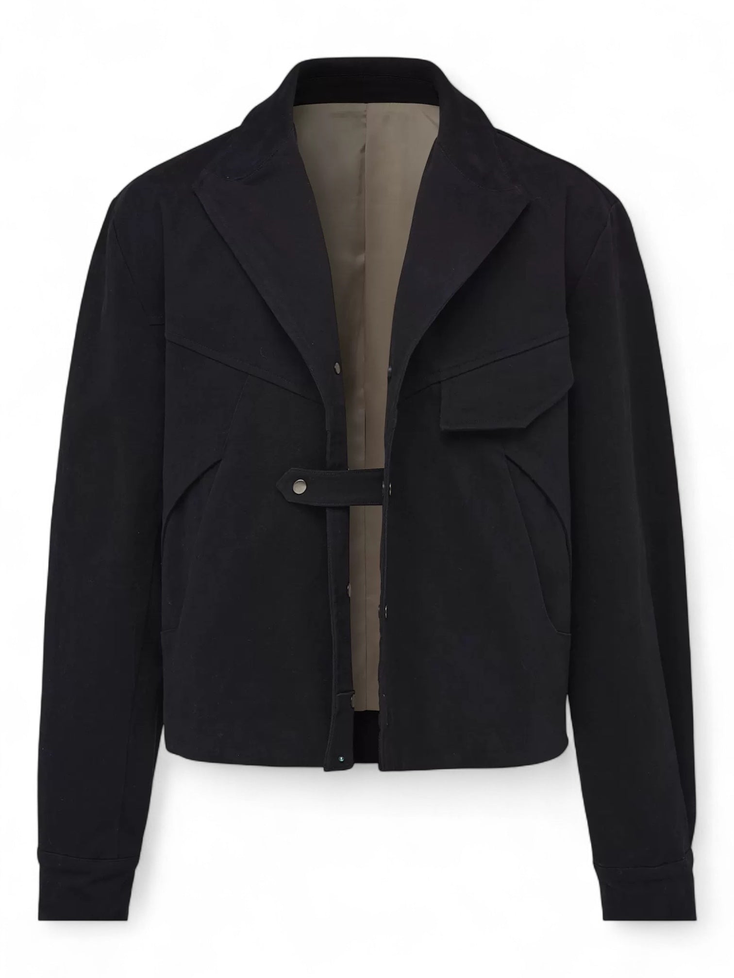 "Notch Lapel Velvet-Feel" Gun-Flap Peak Lapel Cotton Twill Workwear Jacket
