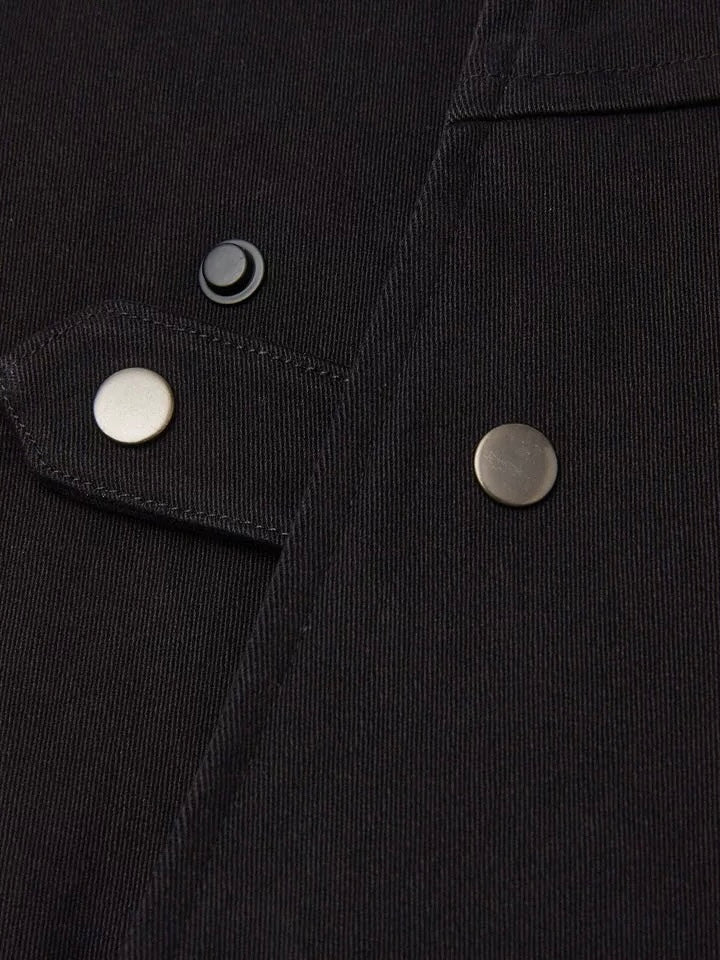 "Notch Lapel Velvet-Feel" Gun-Flap Peak Lapel Cotton Twill Workwear Jacket